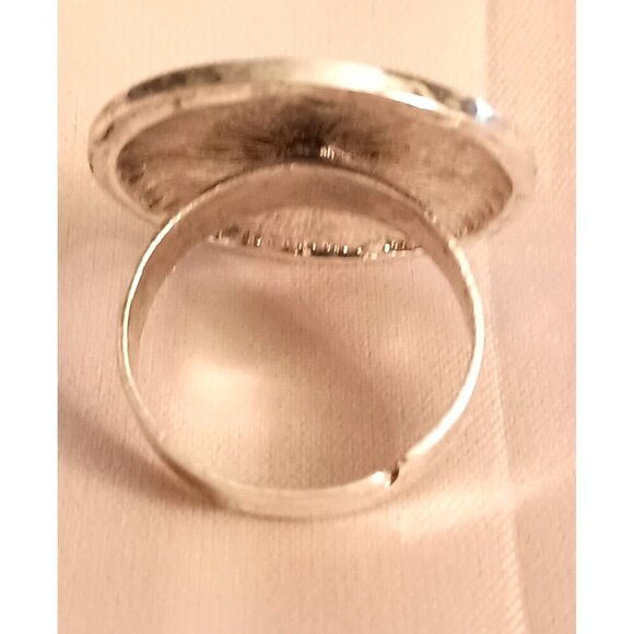 Vintage Adjustable Size 8 Silver Tone Filigree Statement Ring New in Box - Picture 3 of 4
